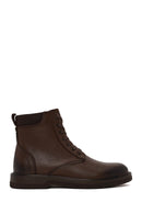 Male Brown Lace-up Zip Closure Leather Boots | Derimod