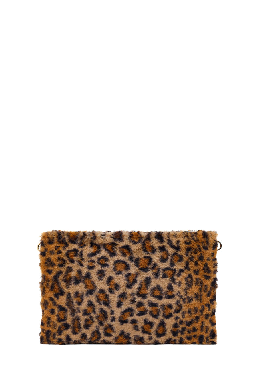 Woman Leopard Chain-Strap Plush Clutch Bag