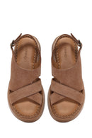 Women's Powder Ankle Buckle Thick Soled Suede Leather Comfort Sandals | Derimod