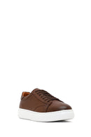 Men's Tan Lace-Up Thick Sole Leather Sneaker | Derimod