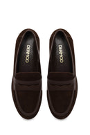 Woman Brown Wedge Heel Suede Comfort Loafer | Derimod