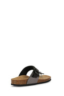 Geox Women's Gray Brionia Leather Flip Flops | Derimod