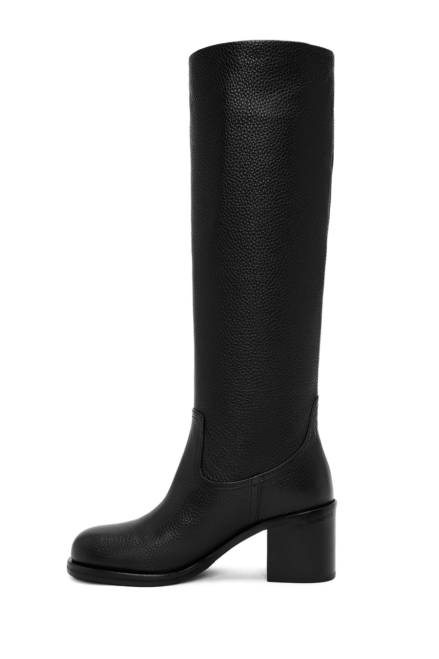 Women's Black Thick Heel Leather Boots