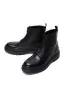 Men's Black Leather Casual Zipper Boots | Derimod