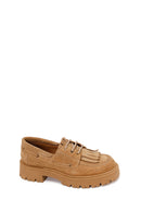 Woman Camel Lace-Up Thick-Soled Suede Casual Shoes | Derimod