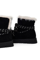 Woman Black Lace-Up Thick-Soled Suede Teddy Boots | Derimod