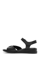 Women's Black Strappy Leather Sandals | Derimod
