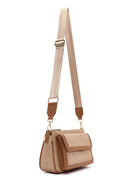 Women's Beige Long Strap Printed Crossbody Bag | Derimod