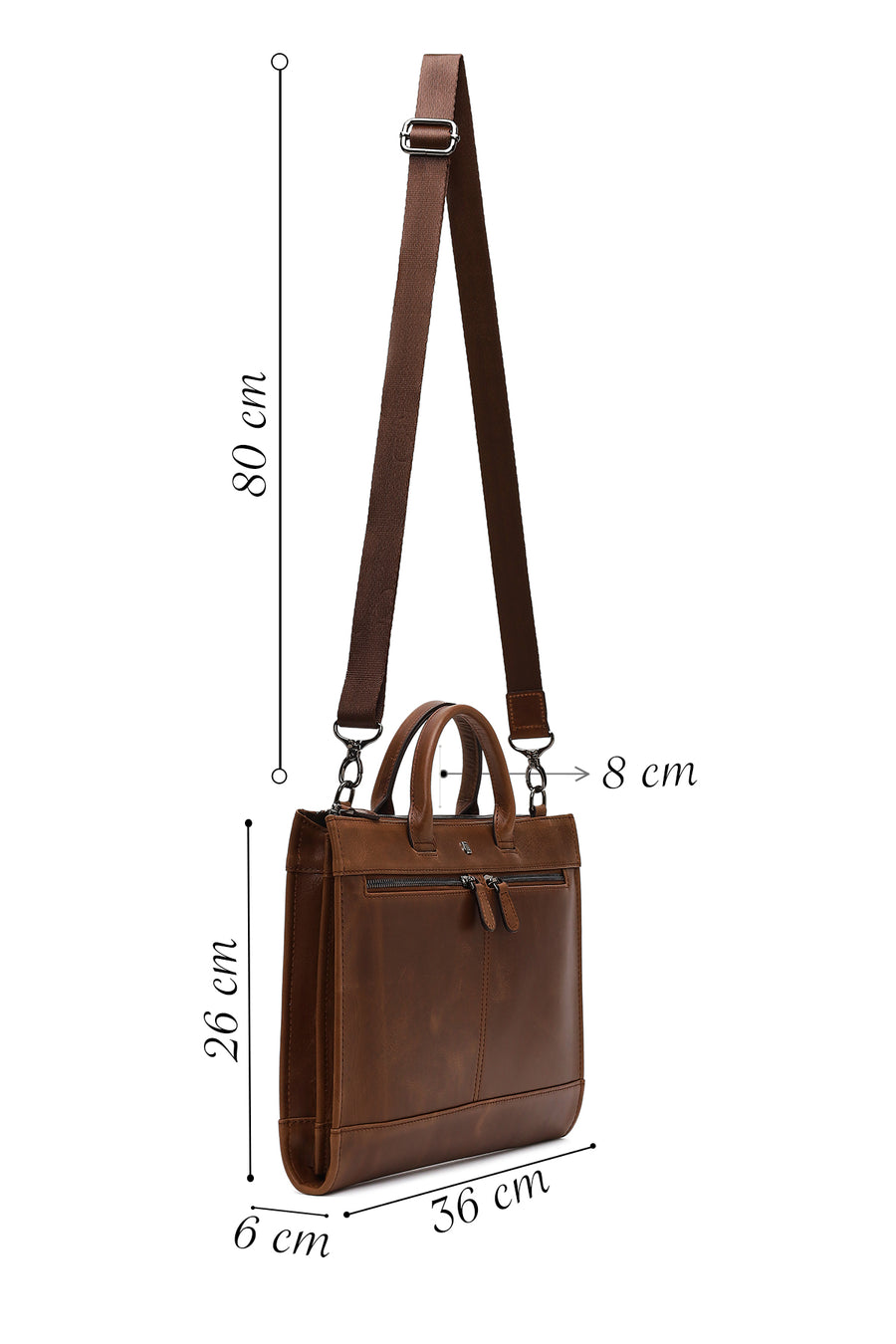 Men's Brown Long Strap Leather Briefcase