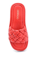 Women's Leather Knit Detailed Slippers | Derimod