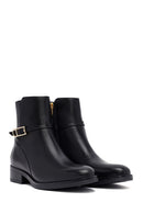 Woman Black Zip Closure Leather Boots | Derimod