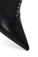 Woman Black High Thin Heeled Leather Boots | Derimod