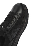 Men's Black Lace-up Thick-Sole Leather Sneaker | Derimod