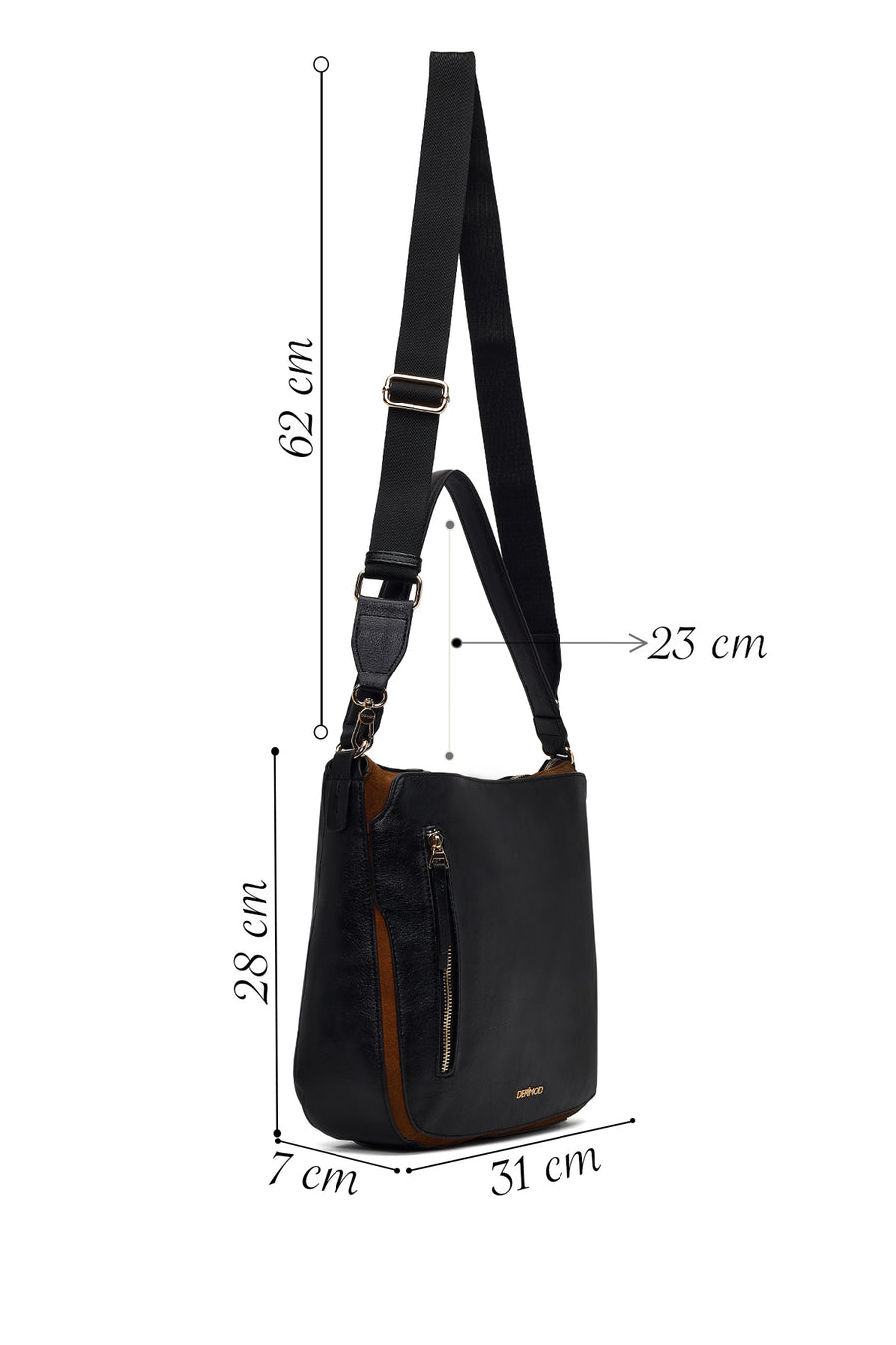 Woman Black Long-Strap Shoulder Bag