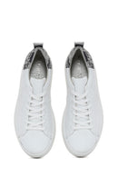 Women's White Thick Sole Lace Up Leather Sneaker | Derimod