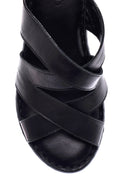 Women's Leather Comfort Wedge Heel Slippers | Derimod
