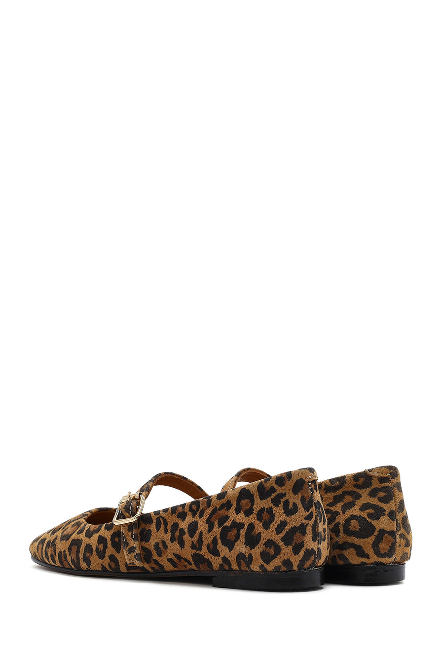 Woman Leopard Strap Suede Leather Ballerine Shoes