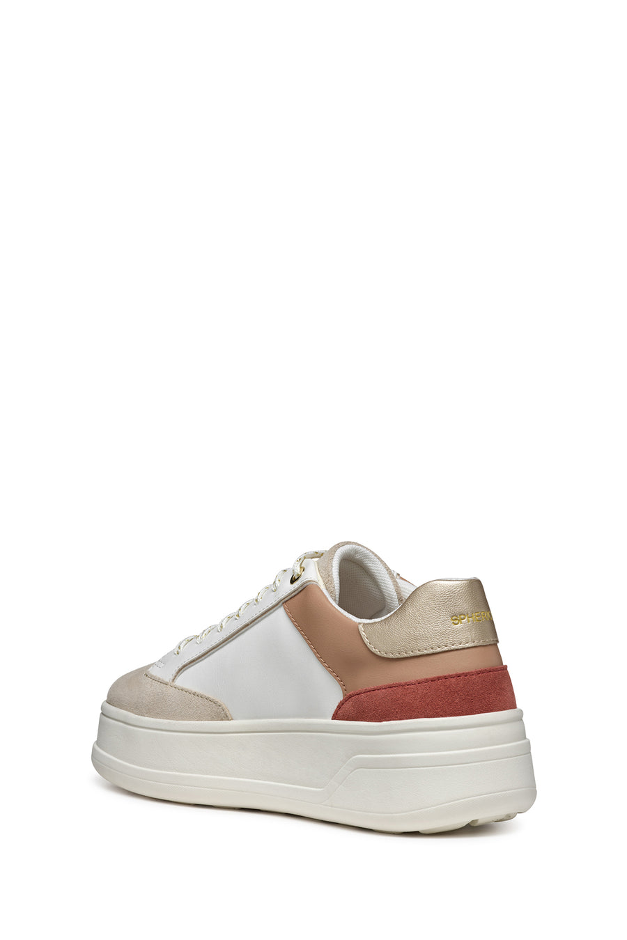 Geox Women's White Spherica Ecub-2 Lace-Up Leather Sneaker