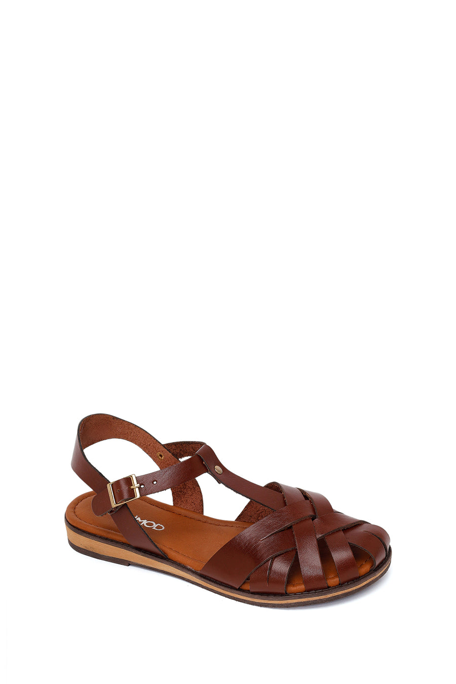 Women's Brown Buckle Leather Bodrum Sandals