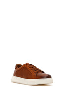 Erkek Taba Bağcıklı Deri Sneaker | Derimod