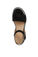Geox Women's Black D Gardenia C - Goat Suede Ankle Buckle Thick Soled Leather Sandals | Derimod