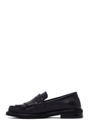 Woman Black Tassel Leather Masculine Loafer | Derimod
