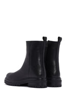 Woman Black Zip Closure Leather Boots | Derimod