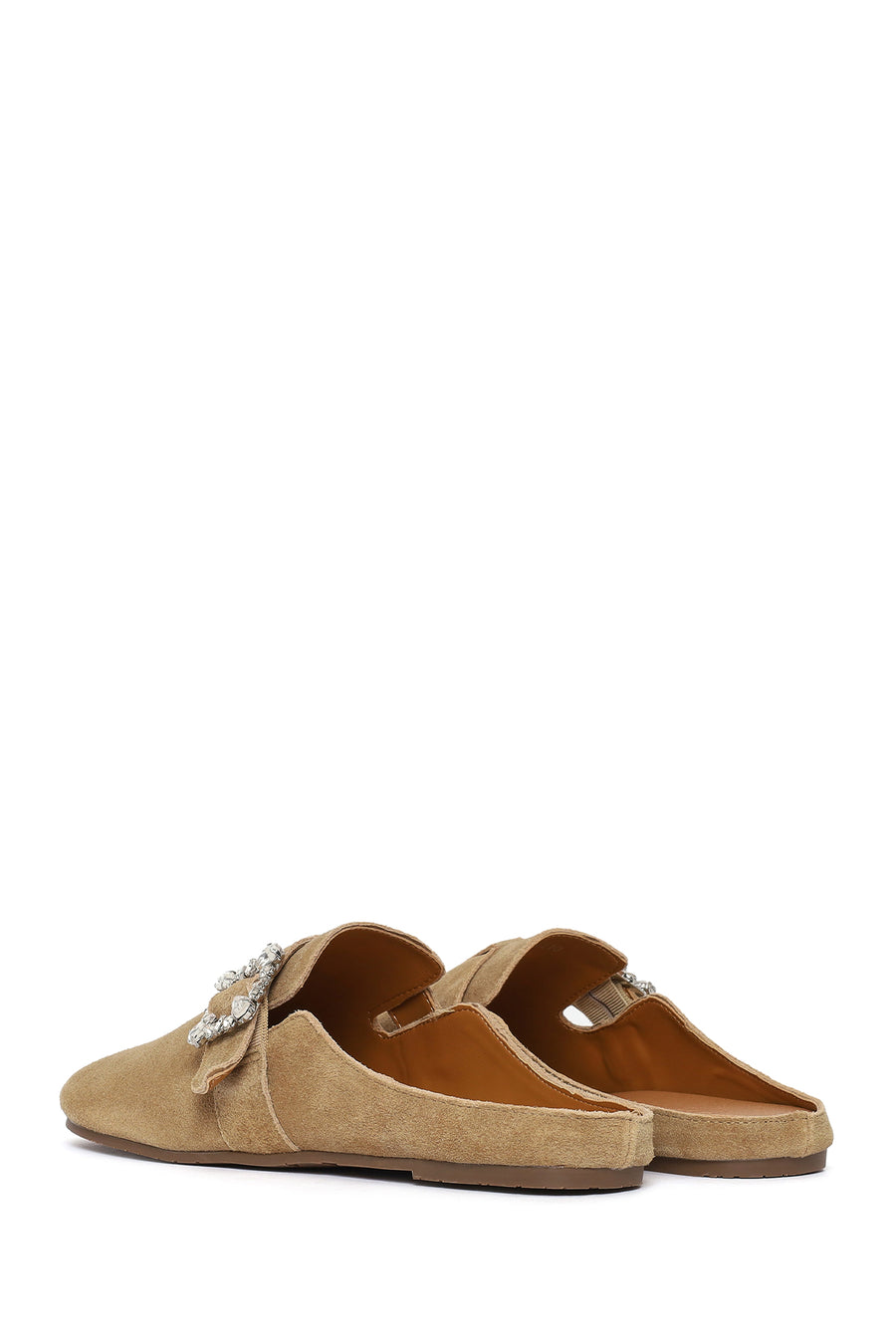 Women's Mink Buckled Suede Leather Slippers