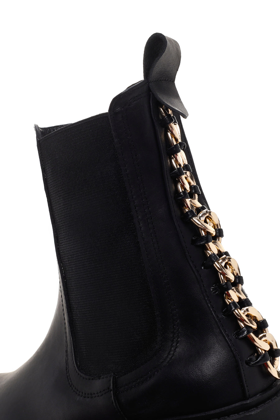 Women's Black Thick Soled Chelsea Leather Boots