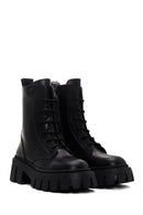 Women's Black Thick Soled Zippered Leather Boots | Derimod