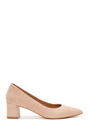 Women's Beige Suede Leather Heeled Shoes | Derimod