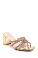 Women's Gold Stone Thick Heeled Slippers | Derimod