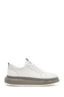 Erkek Beyaz Kalın Tabanlı Bağcıklı Deri Sneaker | Derimod