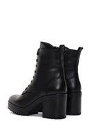 Women's Black Leather Heeled Boots | Derimod