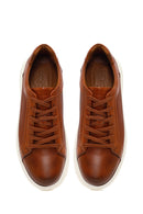 Erkek Taba Bağcıklı Deri Sneaker | Derimod