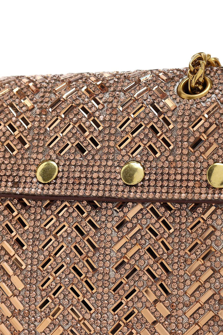 Women's Bronze Chain Strap Embellished Mini Evening Bag