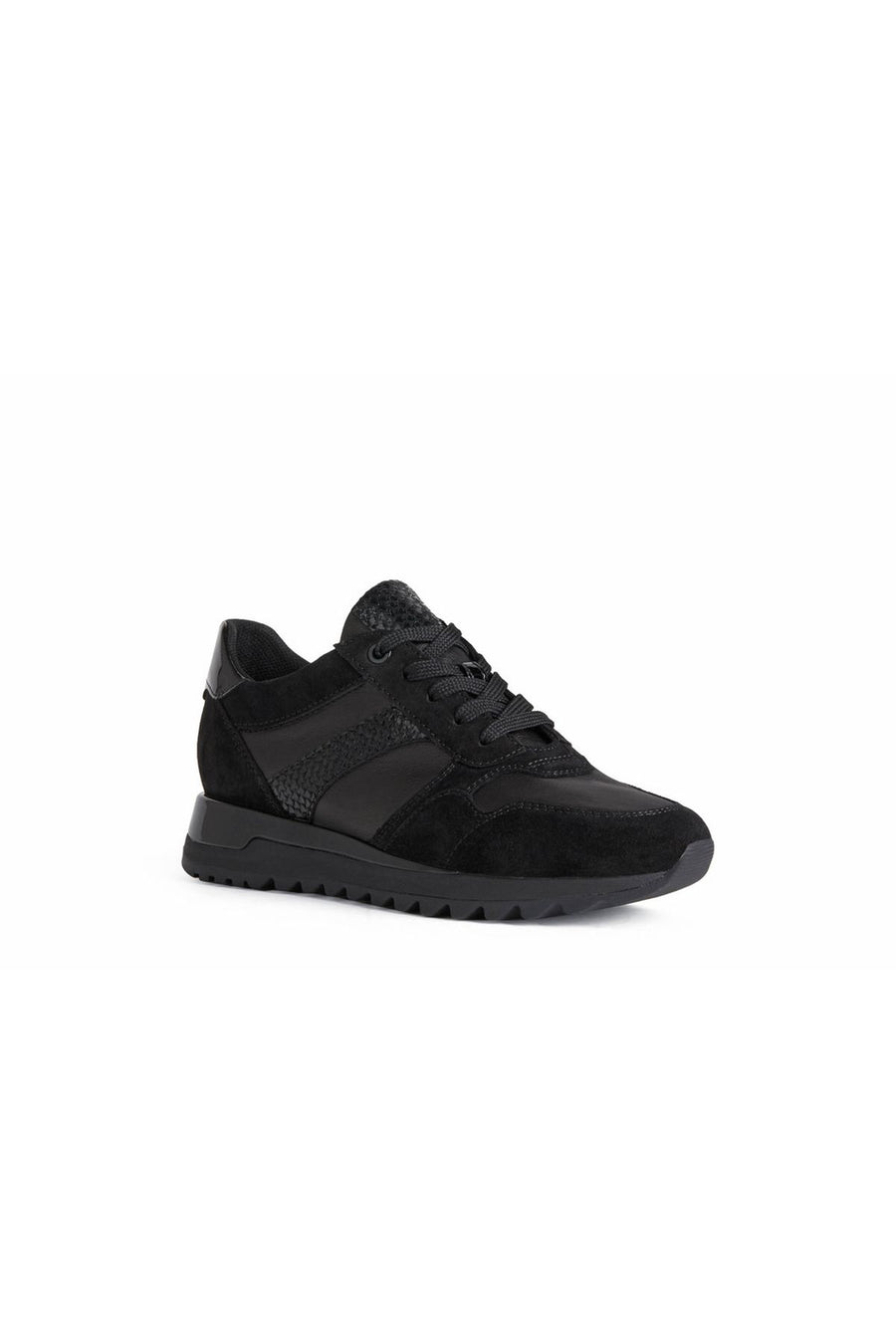 Geox Women's Black Tabelya Thick Soled Leather Sneaker