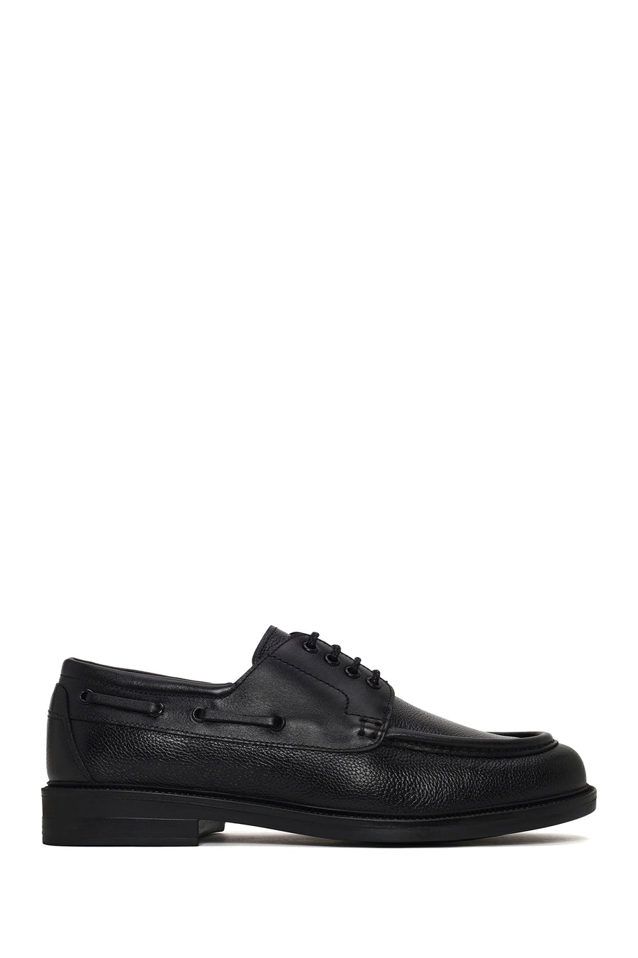 Male Black Lace-Up Thick-Soled Leather Casual Shoes WM750043DF | Derimod