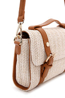 Women's Cream Long Strap Straw Crossbody Bag | Derimod