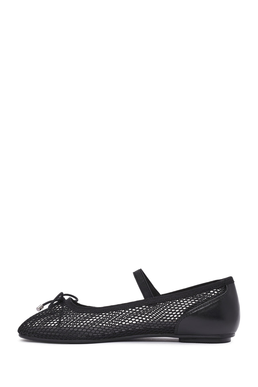 Women's Black Fabric Fishnet Ballerinas