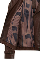 Paloma Women's Brown Double-Breasted Collar Oversize Leather Coat | Derimod