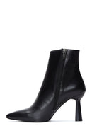 Woman Black Zip Closure Stiletto Heel Leather Boots | Derimod