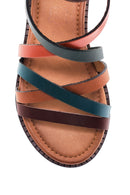 Women's Multi Color Leather Zippered Bodrum Sandals | Derimod