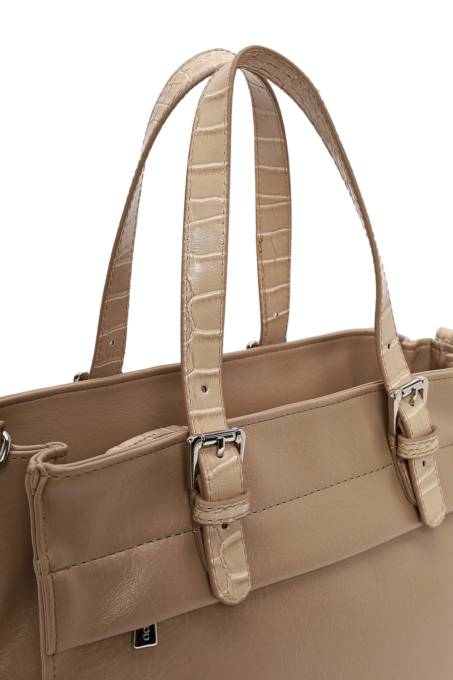 Woman Dark Beige Long-Strap Shoulder Bag