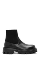 Men's Black Zippered Thick Sole Leather Casual Boots | Derimod