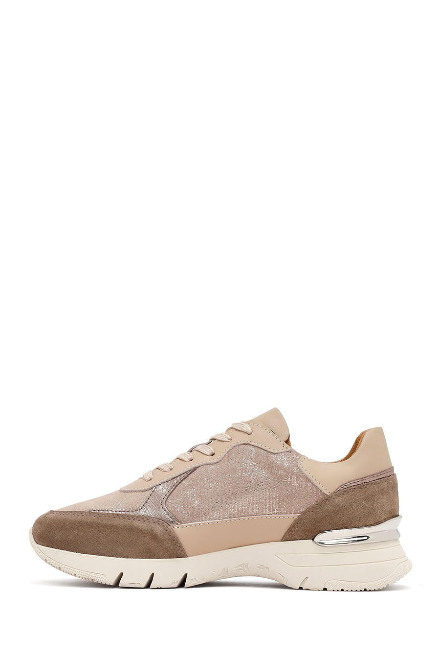 Woman Mink Laced Thick Sole Leather Sneakers