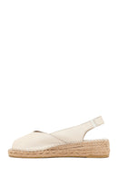 Women's Cream Thick-Soled Leather Espadrilles | Derimod