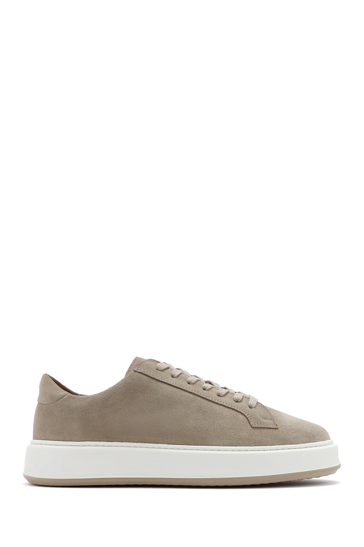 Erkek Bej Kalın Tabanlı Bağcıklı Süet Deri Sneaker 25SFD630710 | Derimod