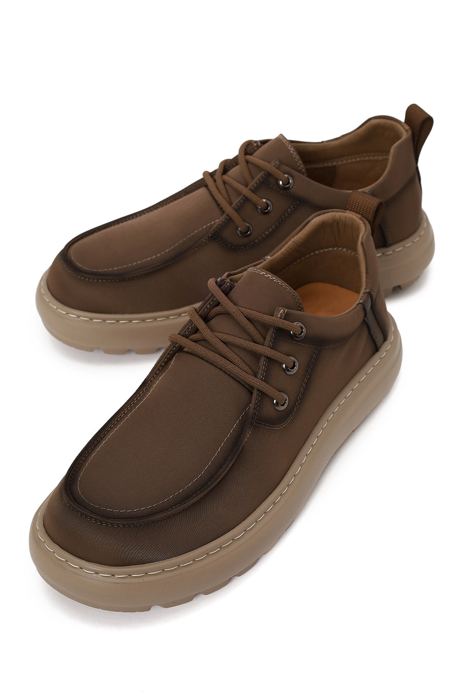 Derimod Zero Male Brown Lace-up Thick-soled Fabric Casual Shoes