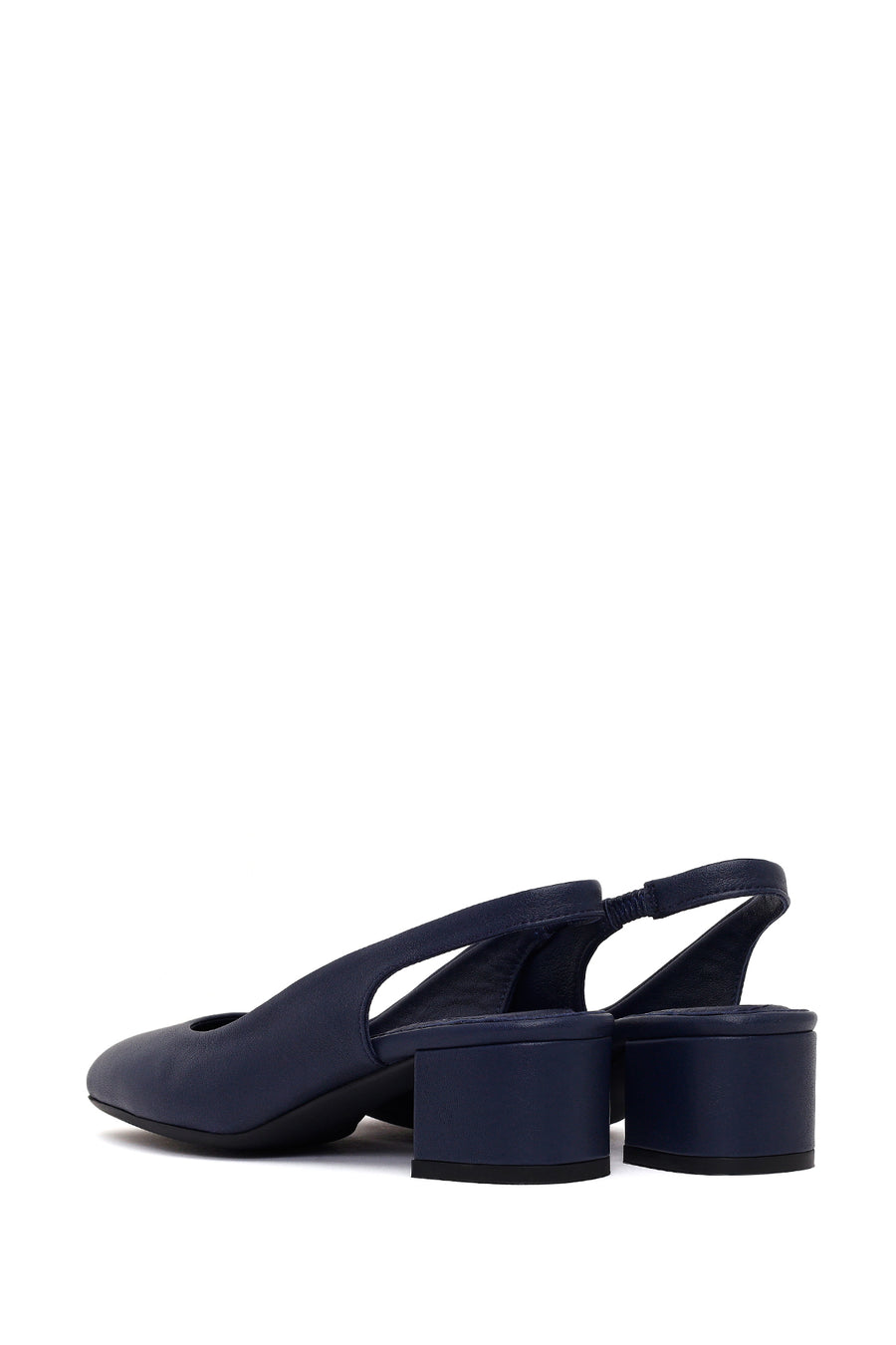 Derimod Flex Woman Navy Blue Backless Thick Short-Heeled Leather Shoes